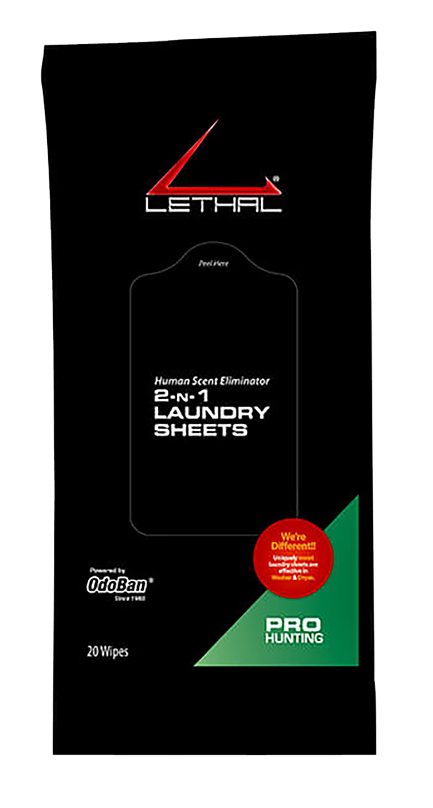 Lethal 9685D6720W 2-N-1 Laundry Sheets Odor Eliminator Odorless 20 Per Pkg