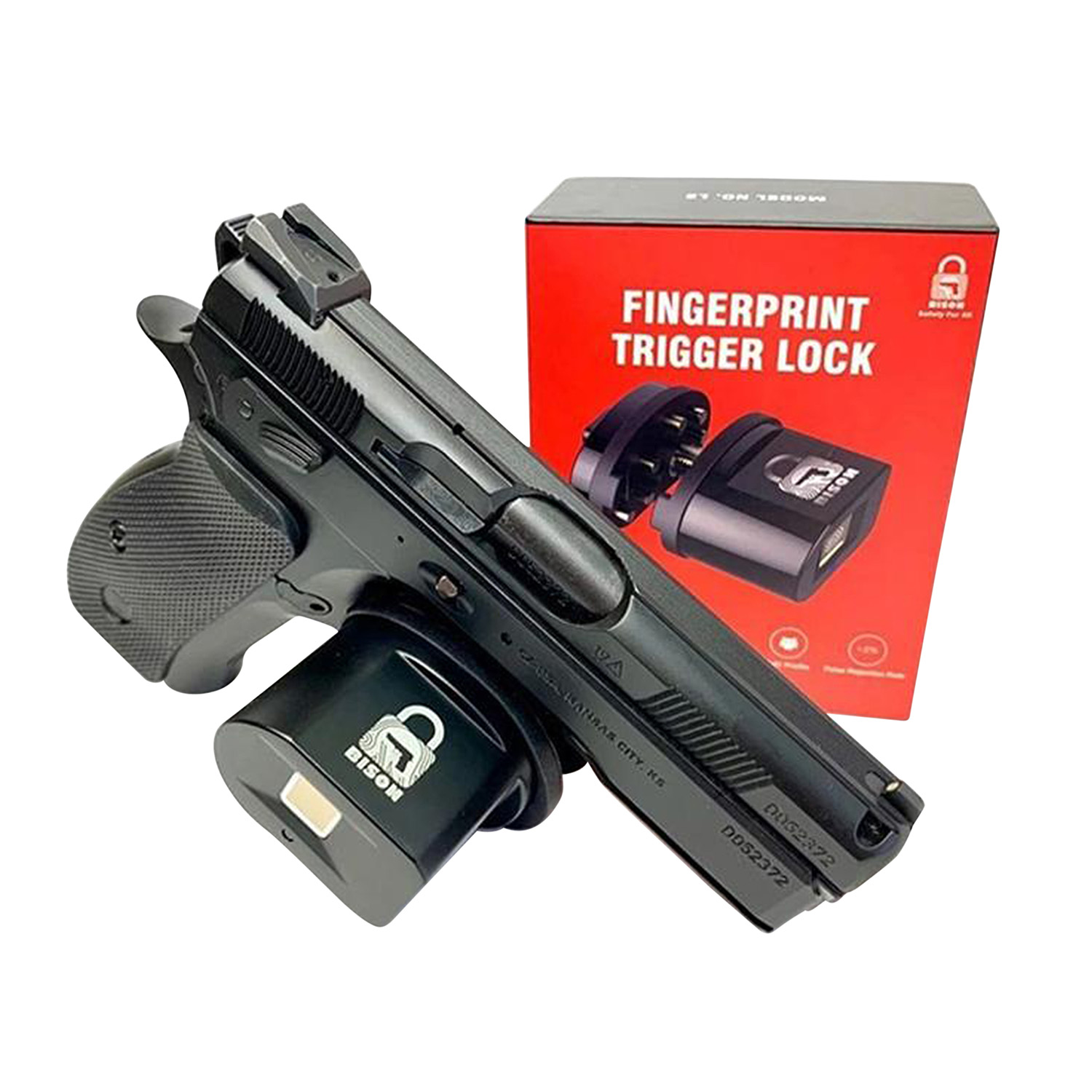Bison L2 L2 Fingerprint Trigger Lock Open With Finger Scan Black Aluminum Firearm Fit- Handgun/Rifle/Shotgun