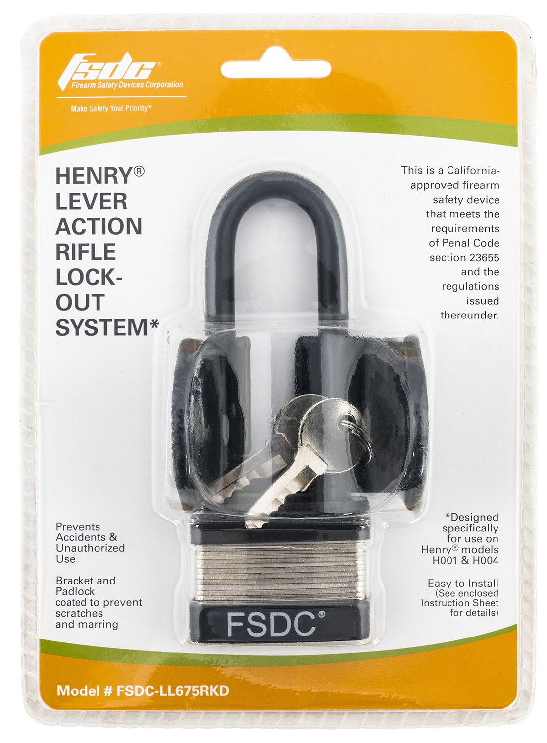FSDC LL675RKD Lock-Out System  Black for Henry Lever Action H001 & Golden Boy H004