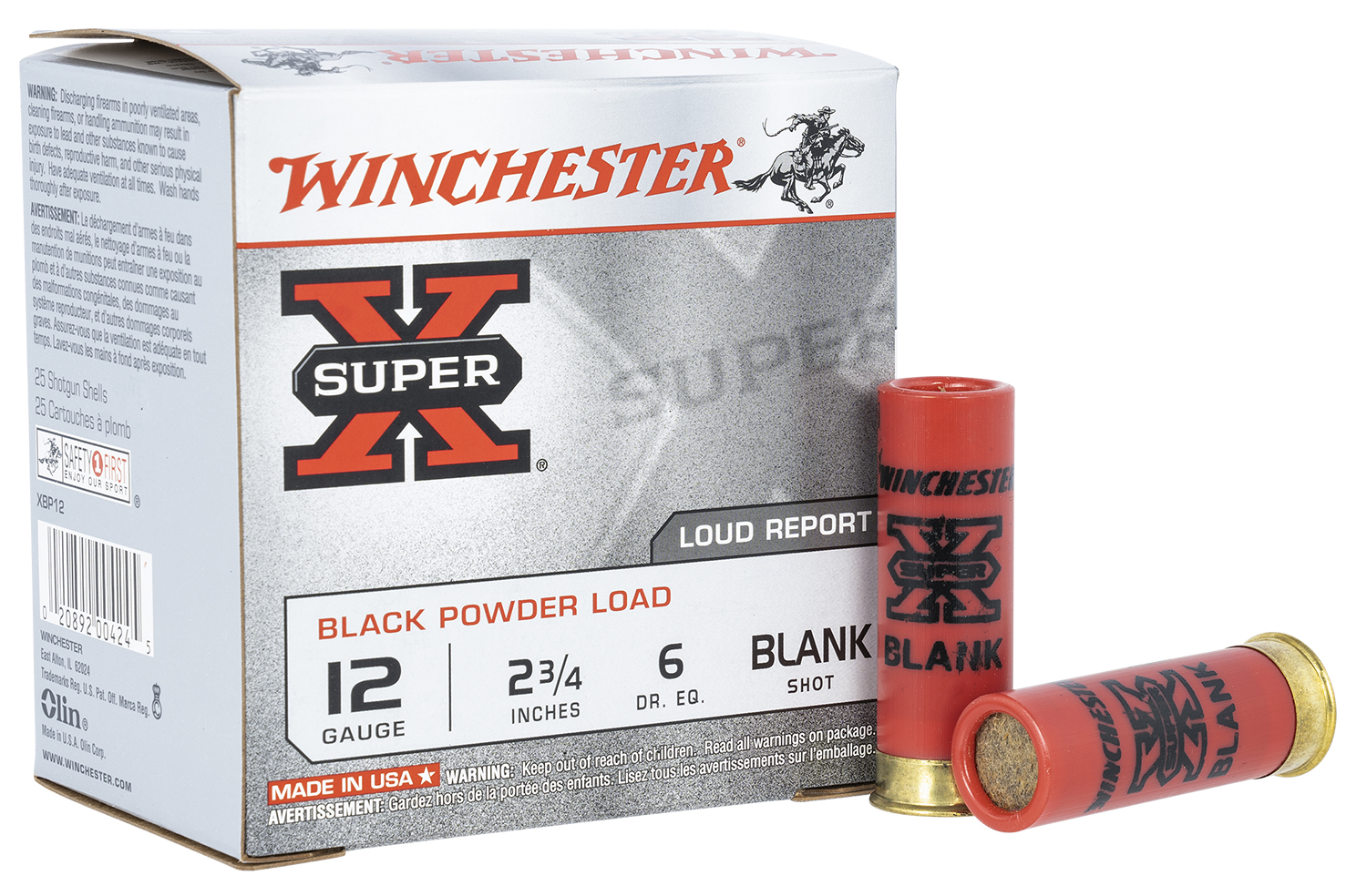 Winchester XBP12 Super-X Shotshell 12 GA, 2-3/4 in, No. Blank, Black