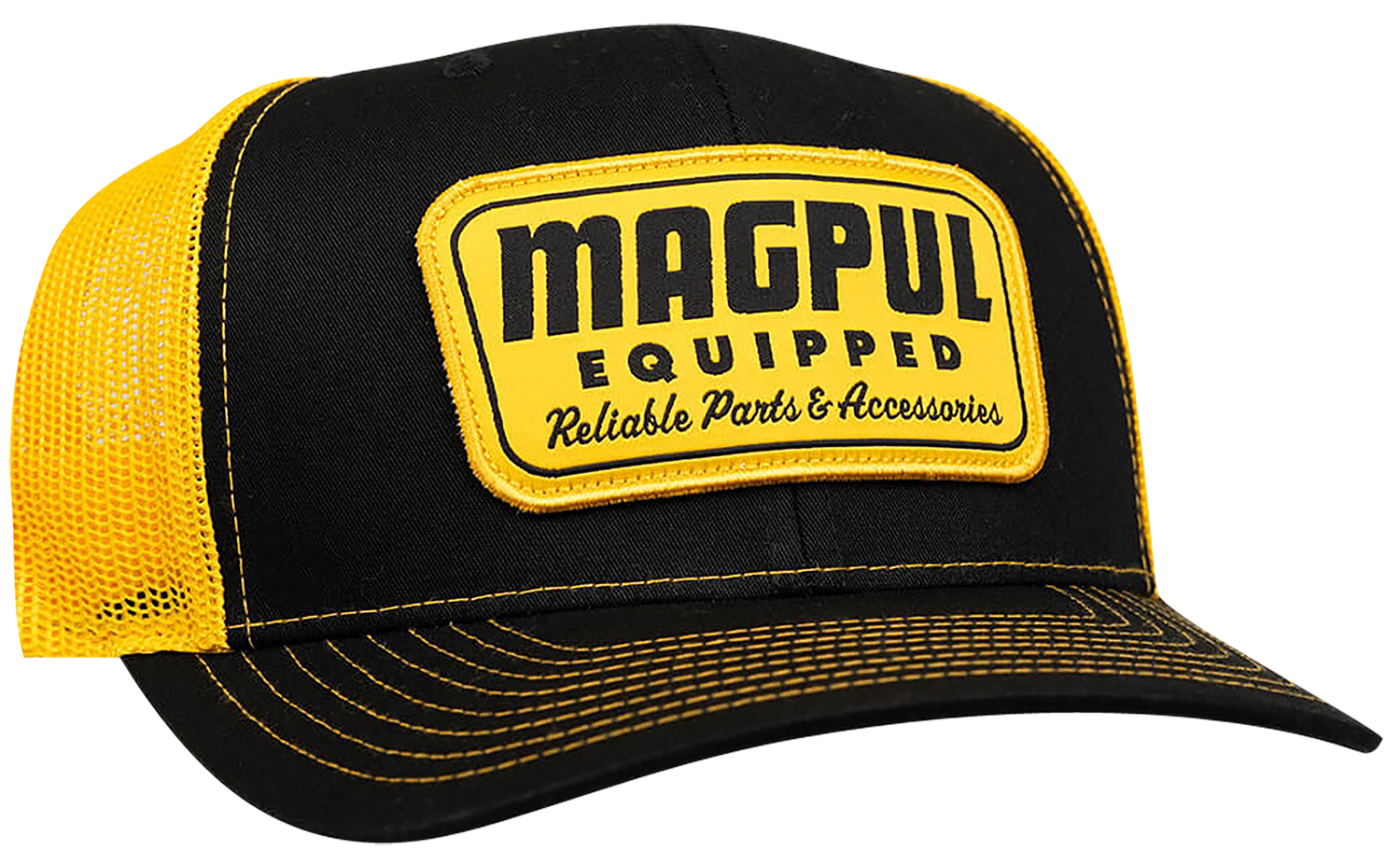Magpul MAG1179-005 Equipped Trucker Hat Black/Gold Adjustable Snapback OSFA Structured