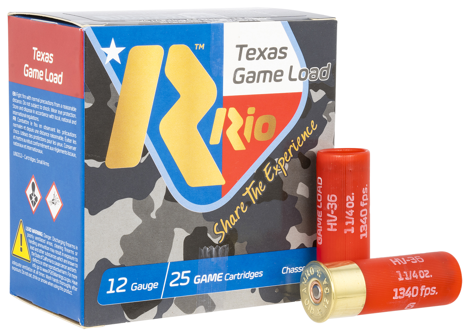 Rio Ammunition TGHV366TX Texas Game Load High Velocity 12 Gauge 2.75 1 1/4  oz 6 Shot 25 Per Box/ 12 Gauge 10 Case