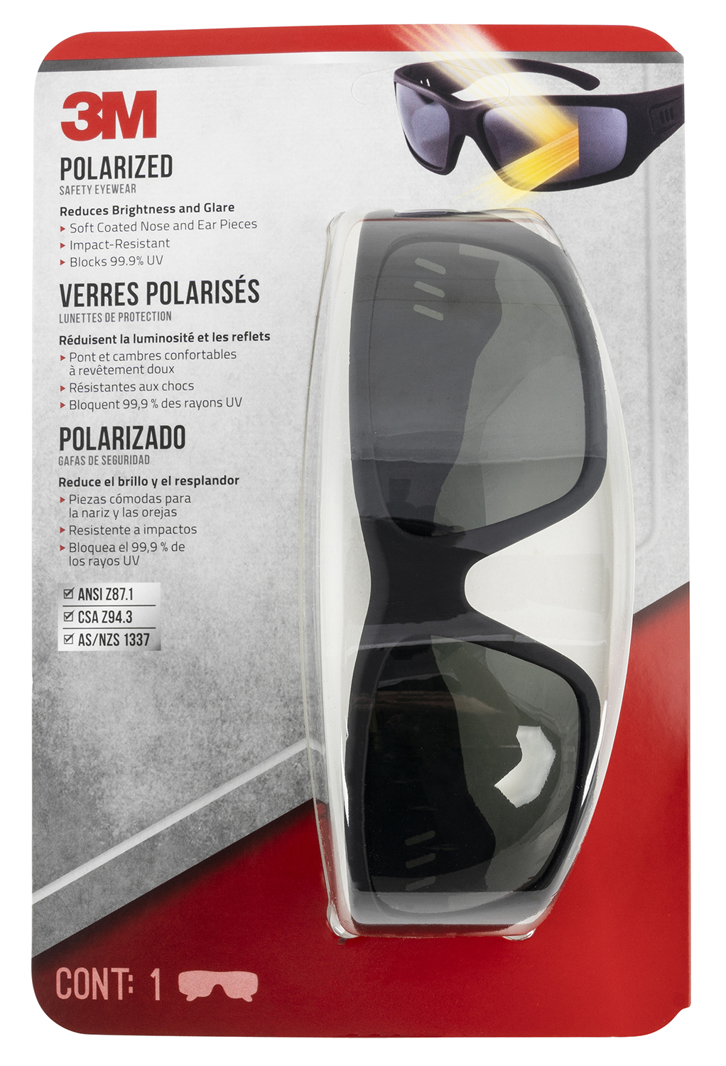 Peltor 90214H1-VDC VDC  Impact-Resistant, Polarized Black Lens with Black Frame & 99.9% UV Rating