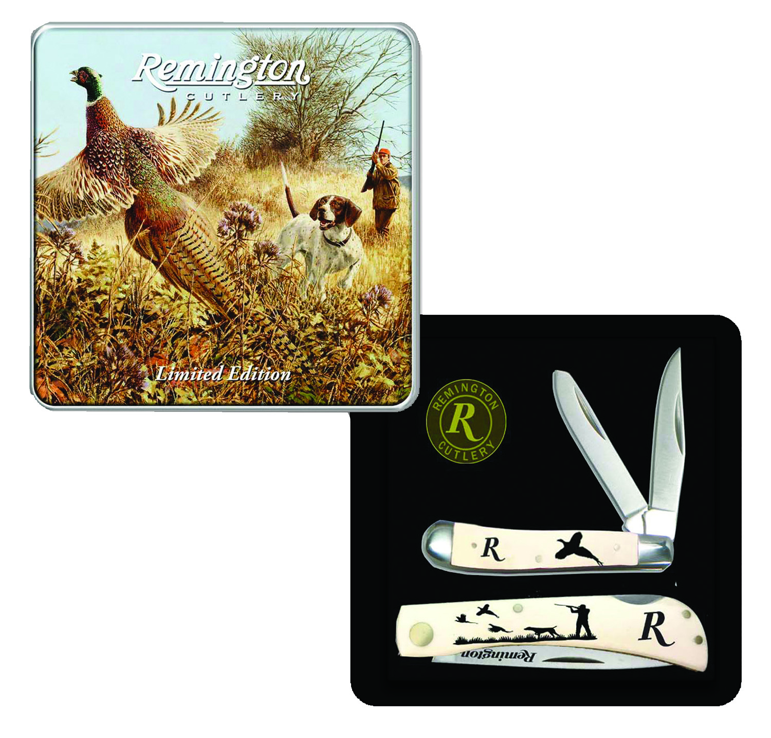 Remington Pheasant Knife Tin Collector Gift Set 3 1/2