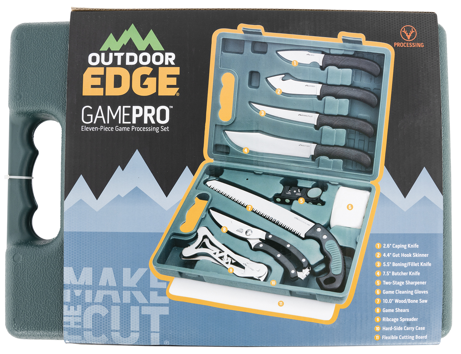 OUTDOOR EDGE GAME PROCESSOR 11 PIECE COMBO W/CARRY CASE