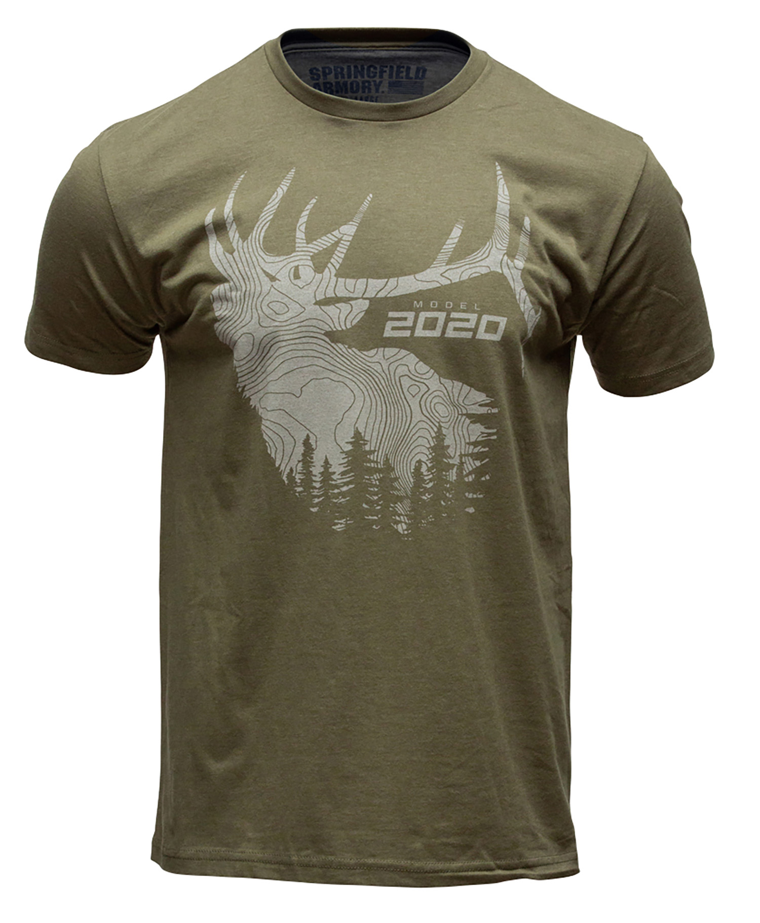 Springfield Armory GEP86052XL 2020 Elk Mens T-Shirt Military Green Short Sleeve 2XL