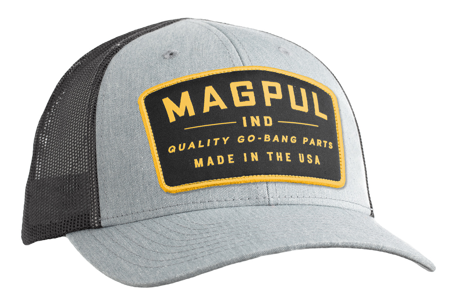 Magpul MAG1102-031 Go Bang Trucker Hat Heather Gray/Black Adjustable Snapback OSFA Structured