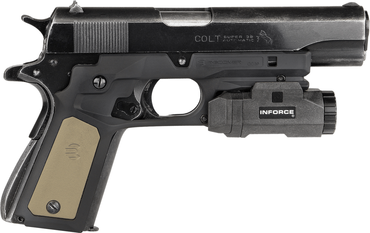 Recover Tactical CC3P-0102 Frame Grip  Black Polymer Frame with Interchangeable Black & Tan Panels for Standard Frame 1911