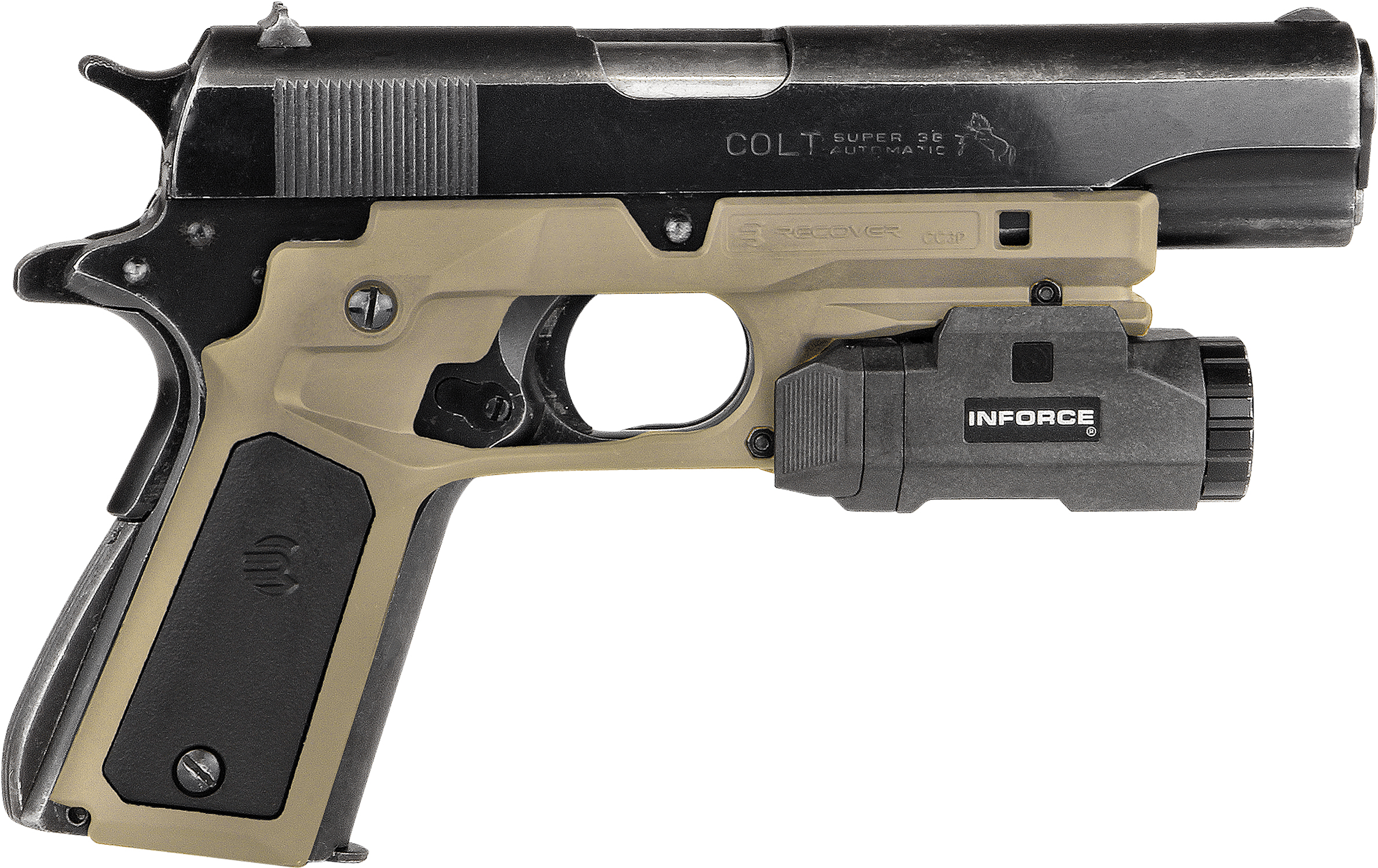 Recover Tactical CC3P0201 Frame Grip  Tan Polymer Frame with Interchangeable Black & Tan Panels for Standard Frame 1911
