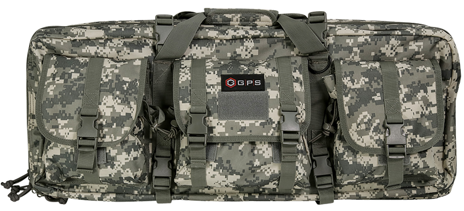 GPS Bags GPSDRC28ACU Double  A-TACS AU 600D Polyester with 2 Padded Pistol Sleeves, MOLLE Webbing & Lockable Zippers 28