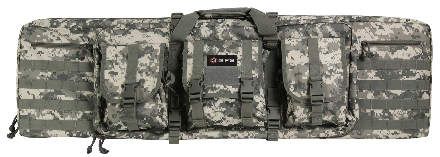 GPS Bags GPSDRC42ACU Double  A-TACS AU 600D Polyester with 2 Padded Pistol Sleeves, MOLLE Webbing & Lockable Zippers 42