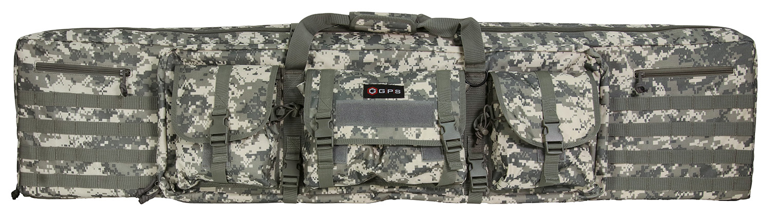 GPS Bags GPSDRC55ACU Double  A-TACS AU 600D Polyester with 2 Padded Pistol Sleeves, MOLLE Webbing & Lockable Zippers 55