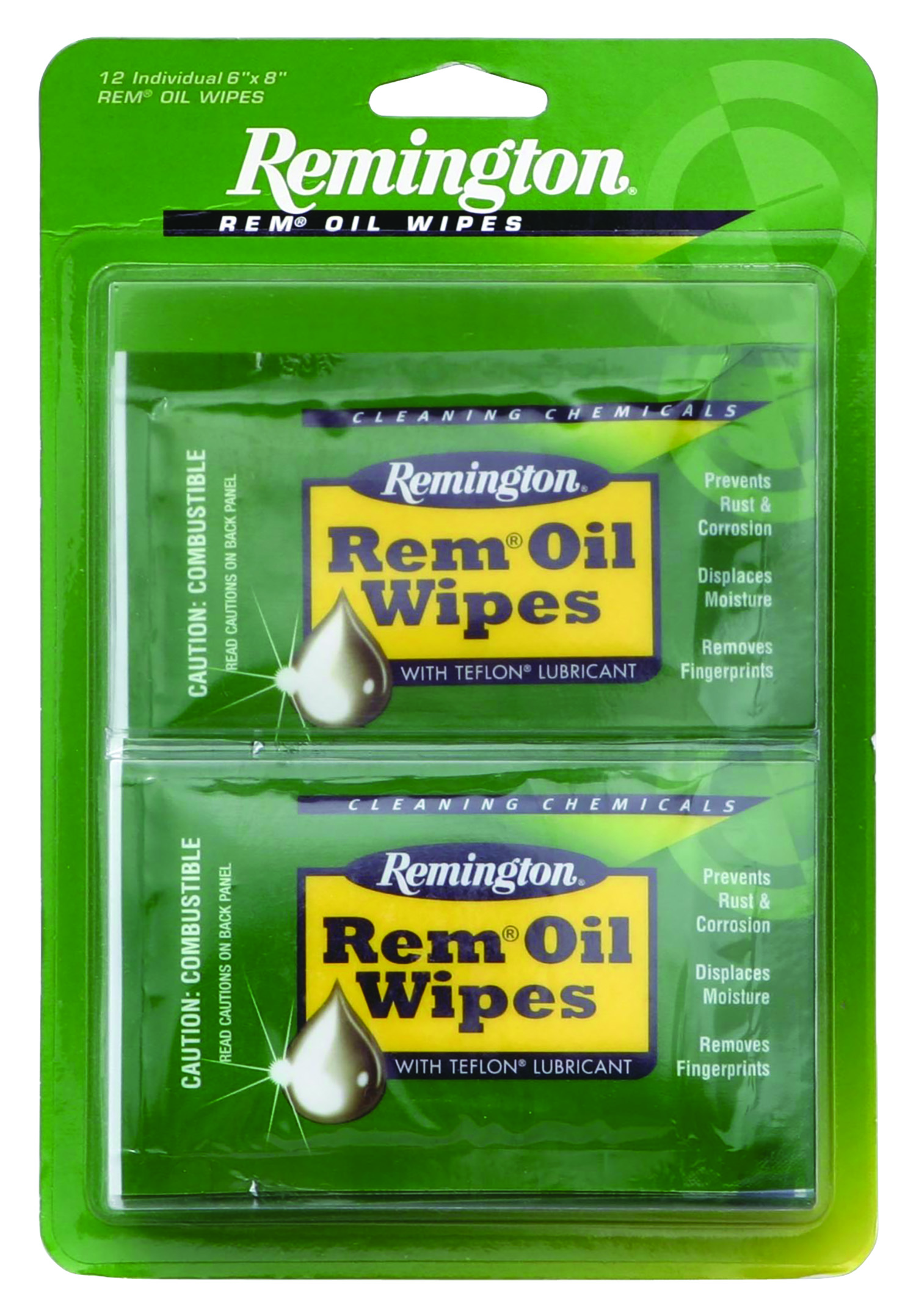 Remington Accessories 18411 Rem Oil  Cleans/Lubricates/Protects Single Pack Wipes 12 Per Pack