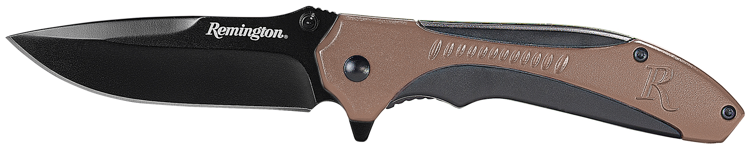 Remington Sportsman Folding Knife Drop Point Blade Tan and Black
