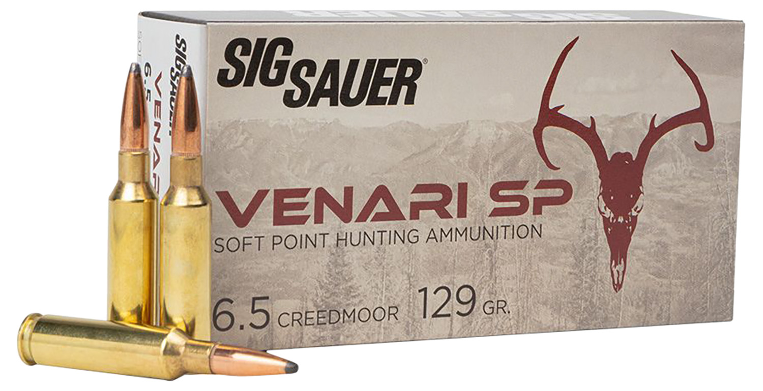 Sig Sauer V65CMSP12920 Venari  6.5 Creedmoor 129 gr Soft Point 20 Per Box 10 Cs