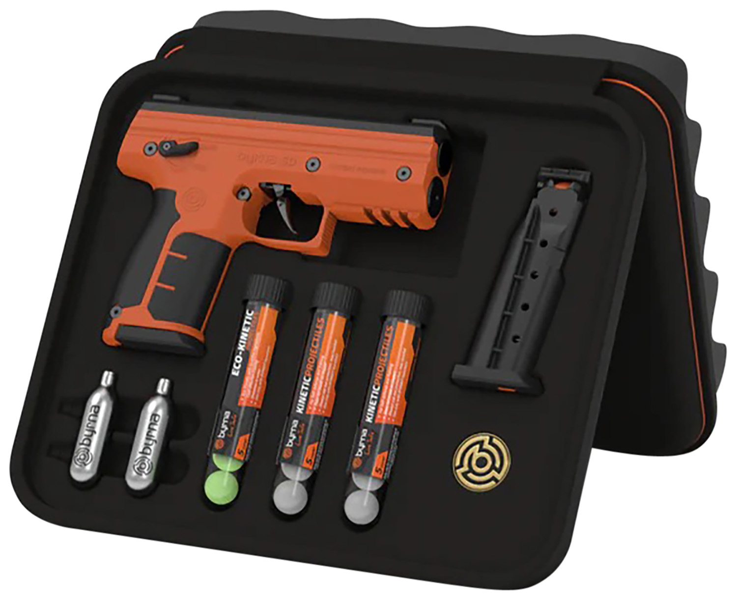 Byrna Technologies SK68300ORNPEPPER SD Kinetic Kit CO2 .68 Cal 5rd, Orange Polymer, Rubber Honeycomb Grip, C02 & 15 Projectiles Included