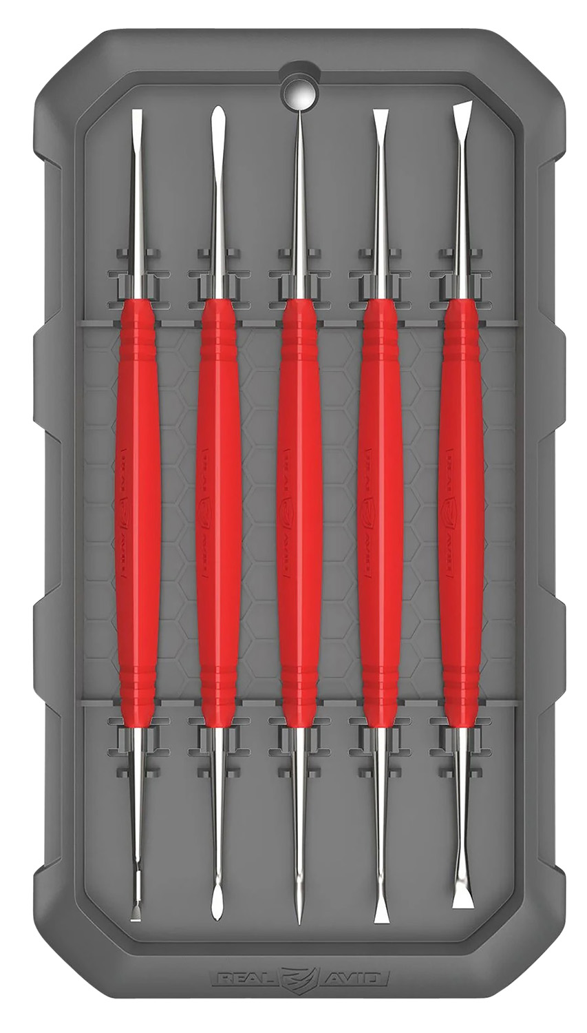 Real Avid AVAGSPS Accu-Grip Steel Picks  Double Sided, Red Rubber Grips (5 Pieces)