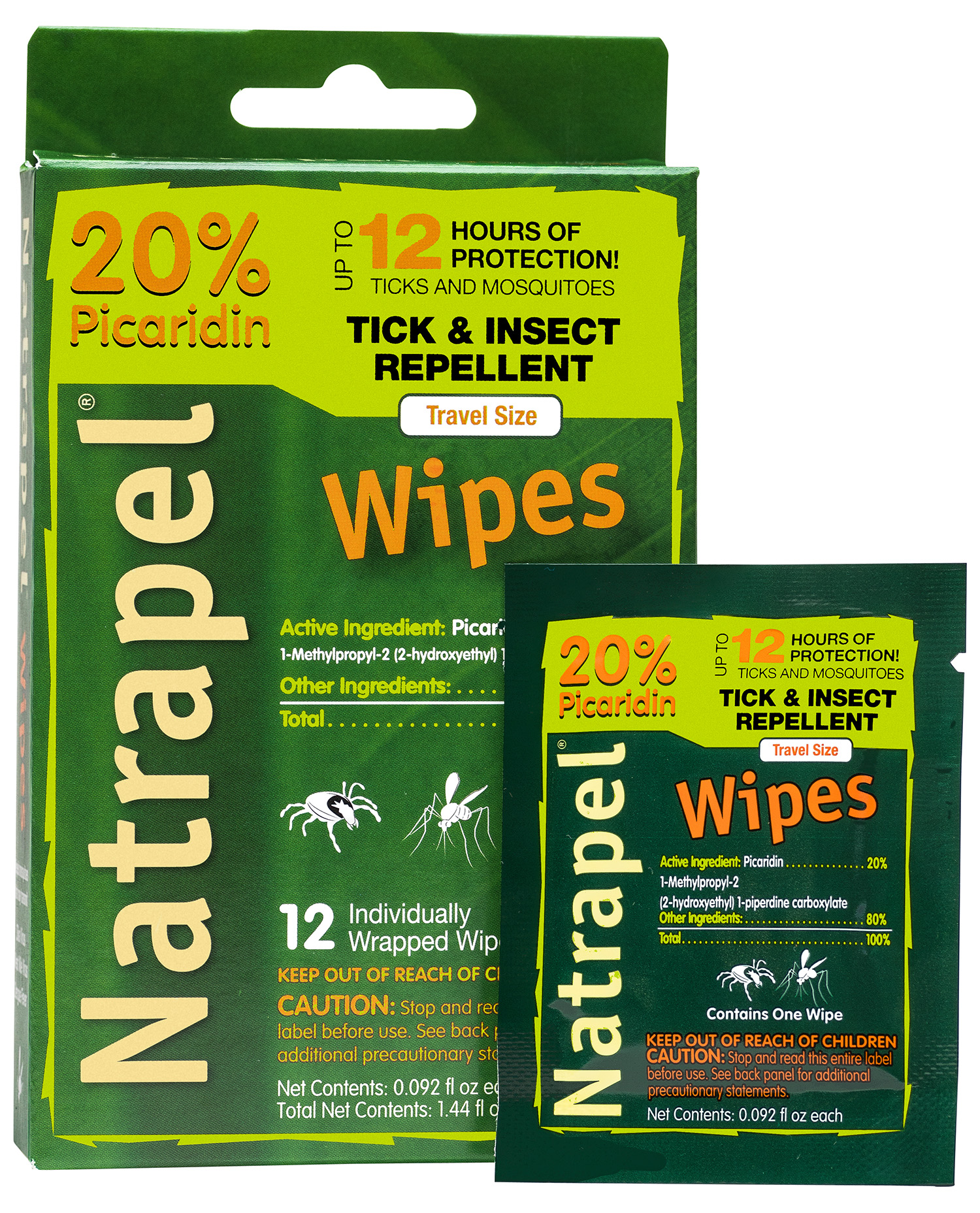 Natrapel 00066095 Repellent Wipes  Repels Ticks & Biting Insects Effective Up to 12 hrs 12 Per Box