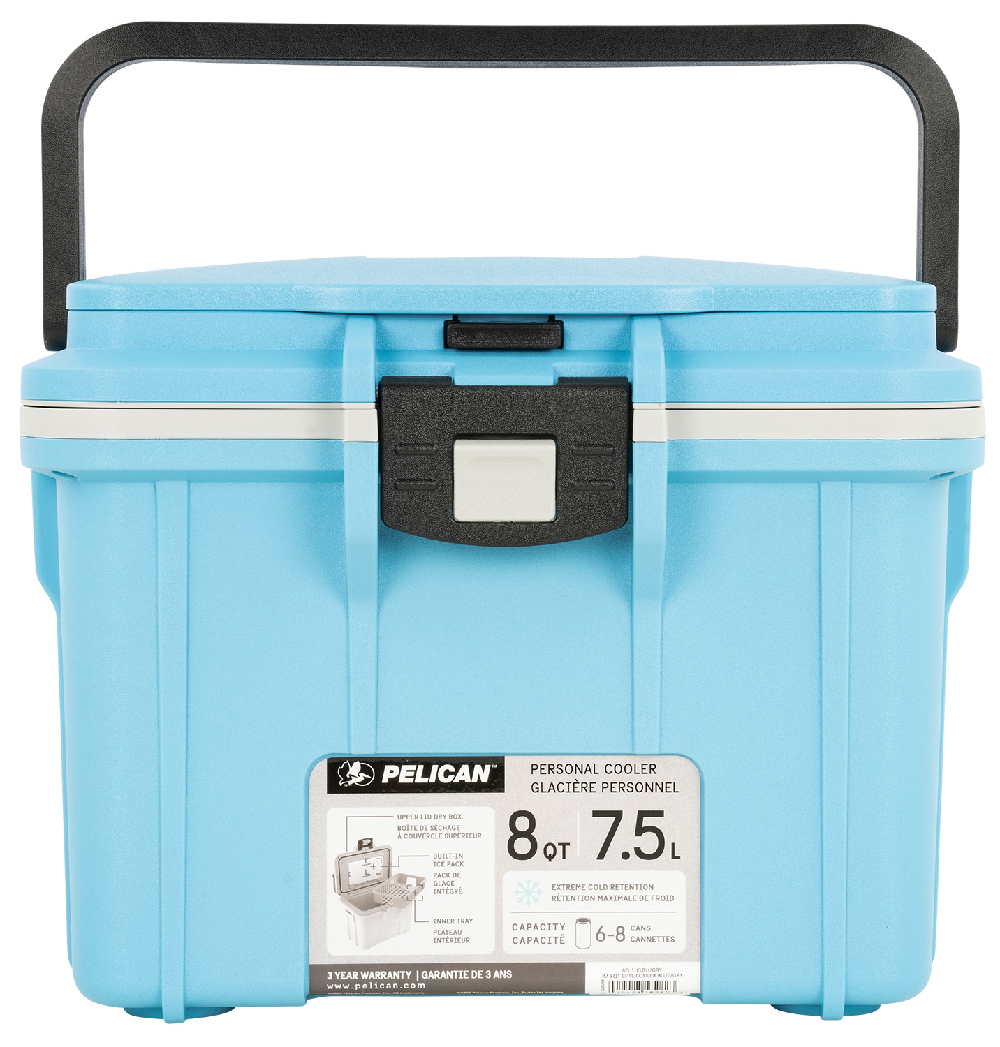 PELICAN COOLERS IM 8 QUART BLUE/GRAY W/ICE PACK & STORAGE