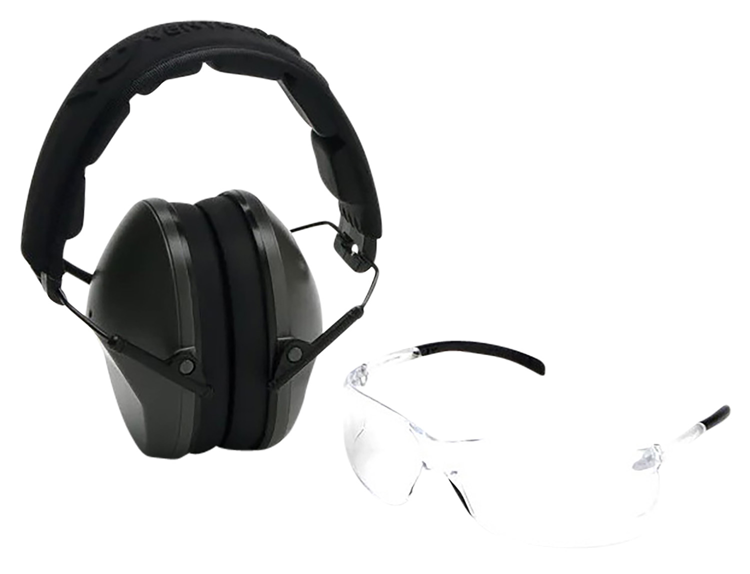 Pyramex VGCOMBO310 Low-Profile Combo Kit  Scratch Resistant Clear Lens & Frame with Rubber Temple Tips, OD Green Low-Profile Earmuffs