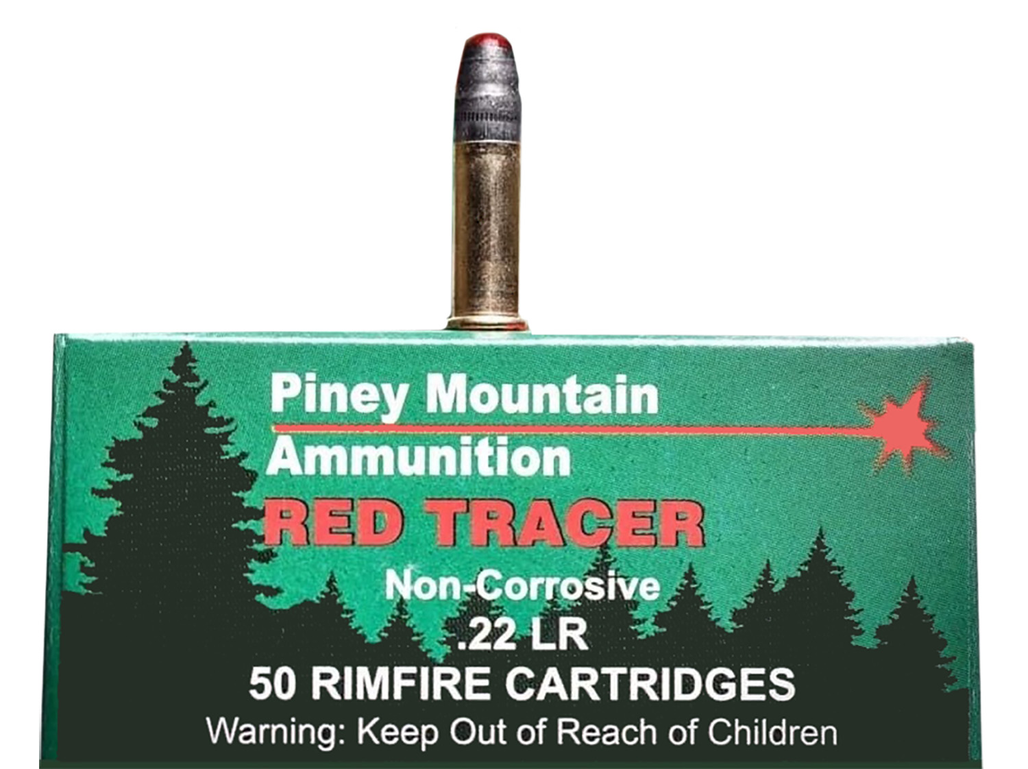 Piney Mountain Ammunition PMSN22LRR Red Tracer Non Corrosive 22 LR 40 gr Lead Round Nose 50 Per Box/ 100 Cs
