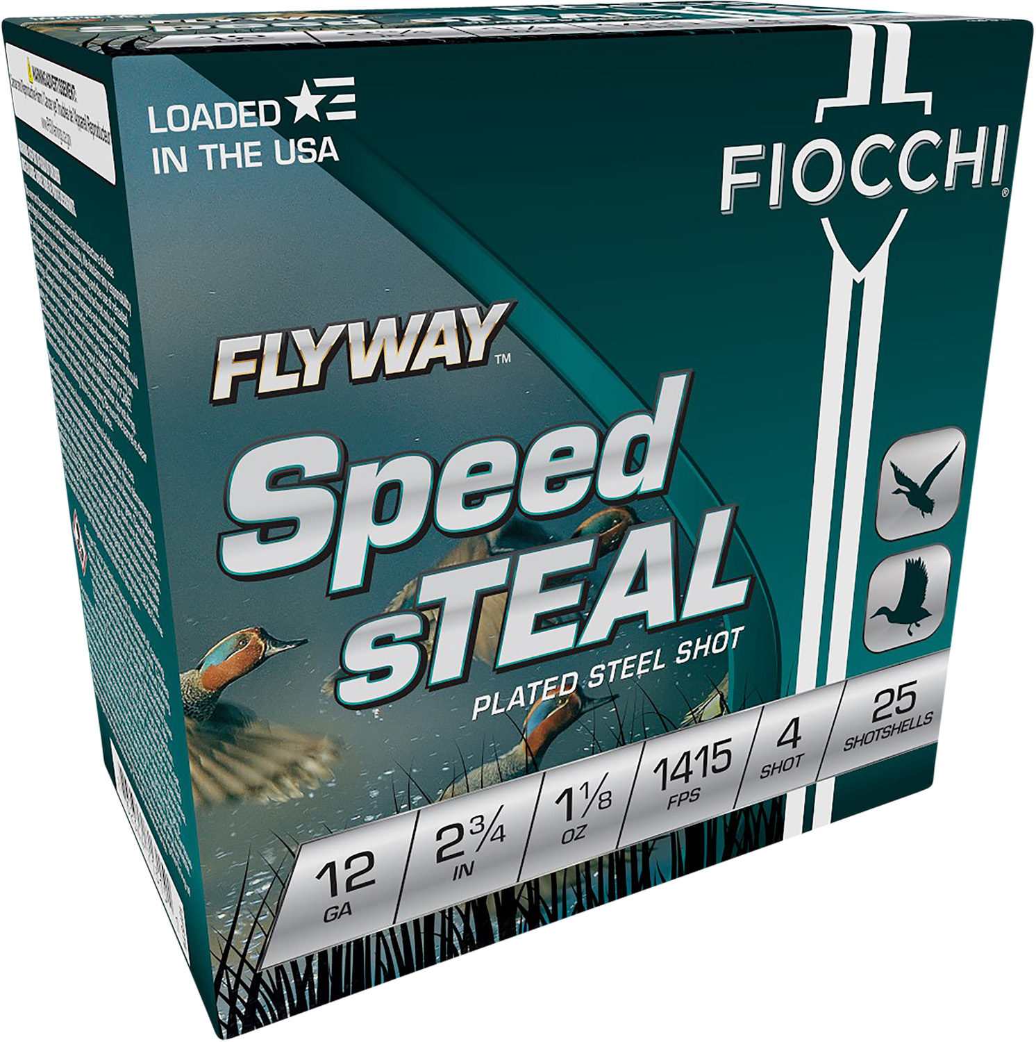 FIOCCHI FLYWAY sTEAL 12GA 2.75 #4 1415FPS 1-1/8 25RD 10BX/CS