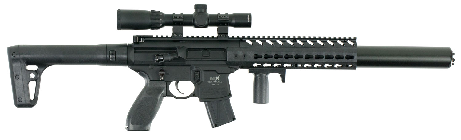 Sig Sauer Airguns AIRMCX MCX Air  CO2 177 Pellet 30 Black Black Synthetic Stock with 1-4x24mm Scope