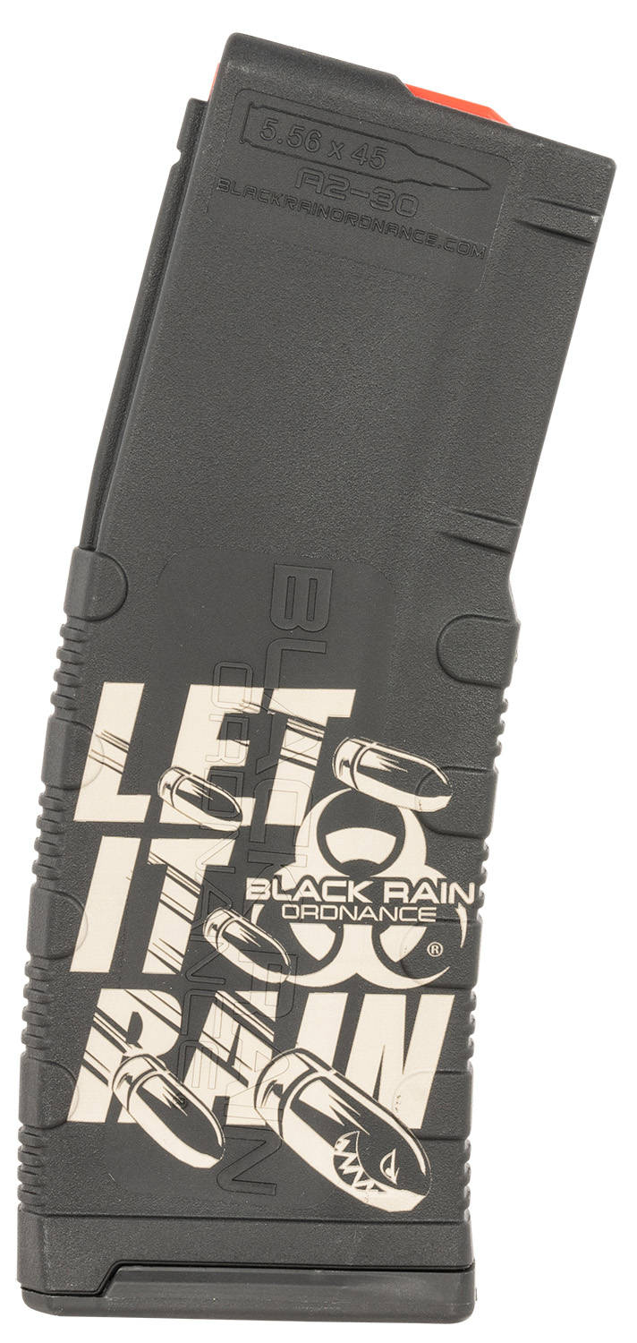 Black Rain Ordnance MAG30LETITRAINB Magazine  30rd Black Polymer with Let It Rain Bullet Engraving For AR-15 Platform