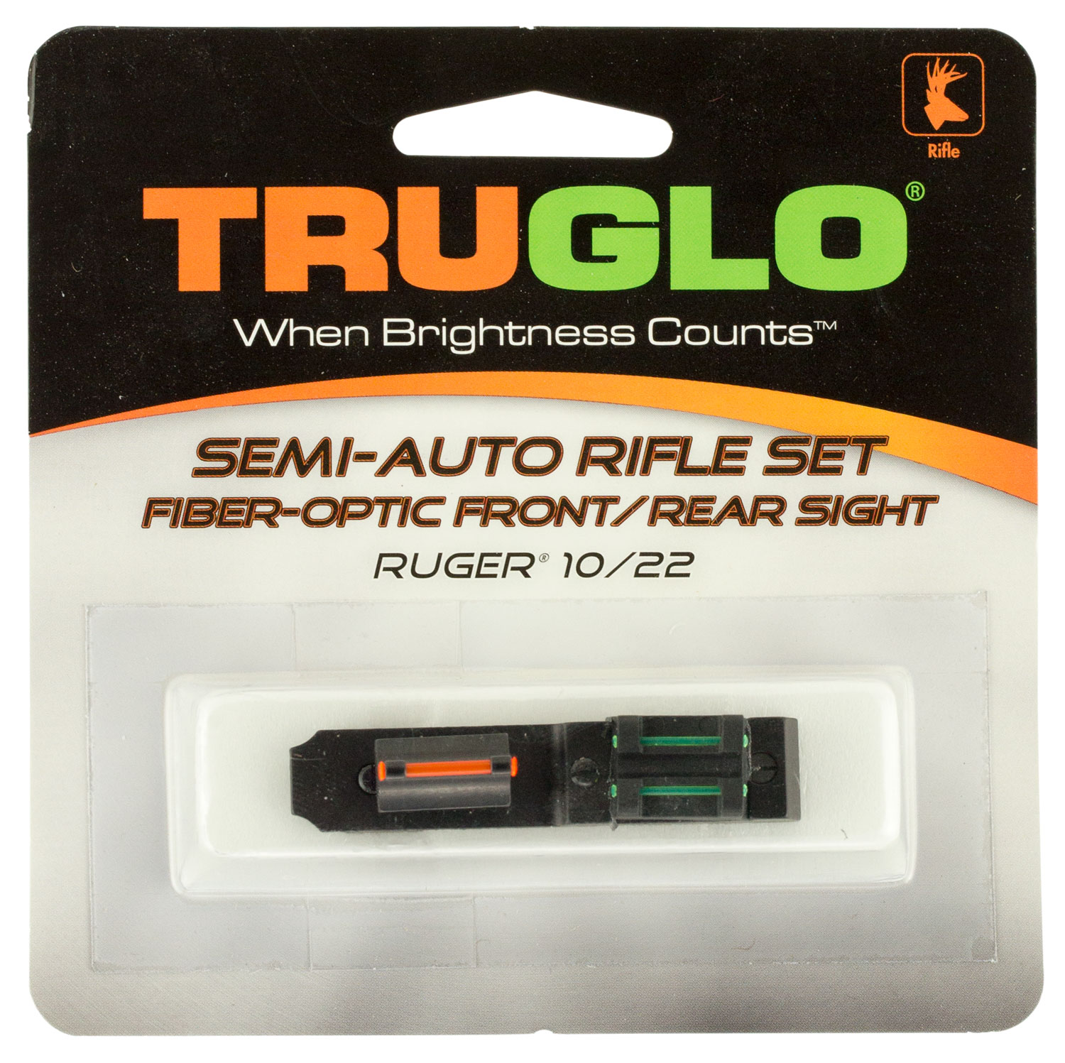 TruGlo TG111W Ruger 10/22 Fiber Optic Sight Set  Black Red Front, Green Rear for Ruger 10/22 (Except Takedown)
