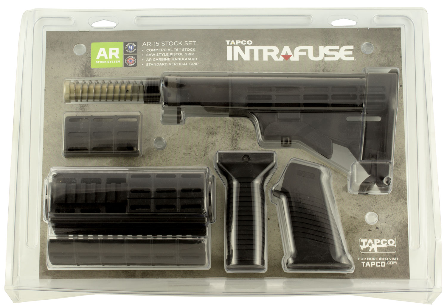 Tapco 16814 Intrafuse AR15 T6 Composite Stock Set Black Nevada