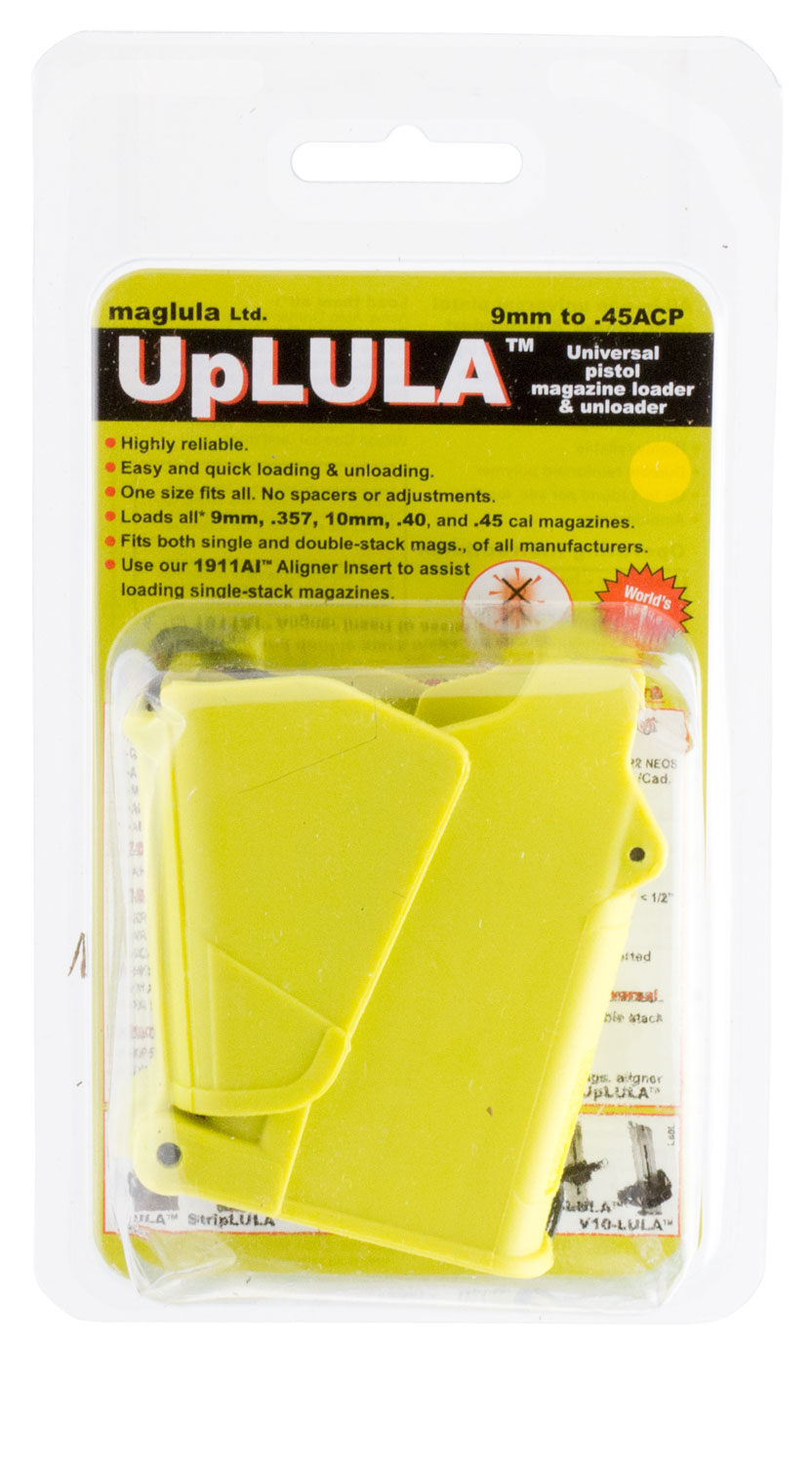 Maglula UP60L UpLULA Loader & Unloader Double & Single Stack Style made of Polymer with Lemon Finish for 9mm Luger, 45 ACP Pistols