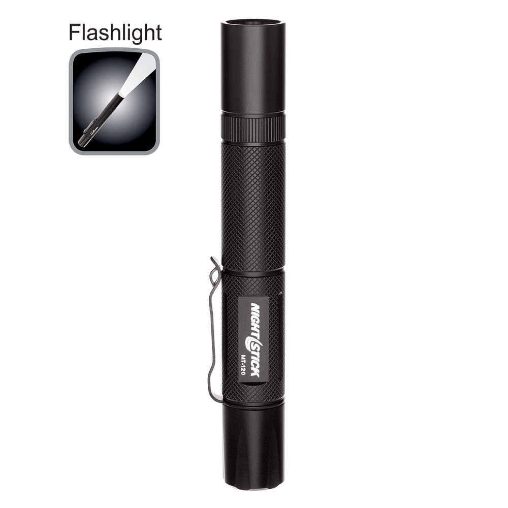 Nightstick MT120 MT-120 Mini-TAC Black Anodized Hardcoat Aluminum White LED 140 Lumens 68 Meters Range