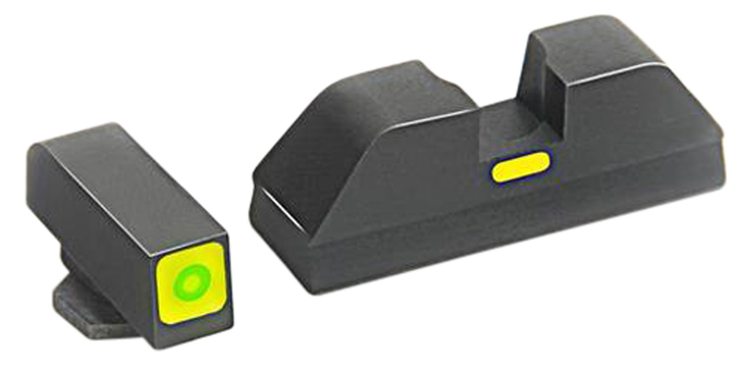 AmeriGlo GL605 CAP Sight Set for Glock  Black | Green Tritium with Lumigreen Outline Front Sight with Black LumiGreen Rear Sight