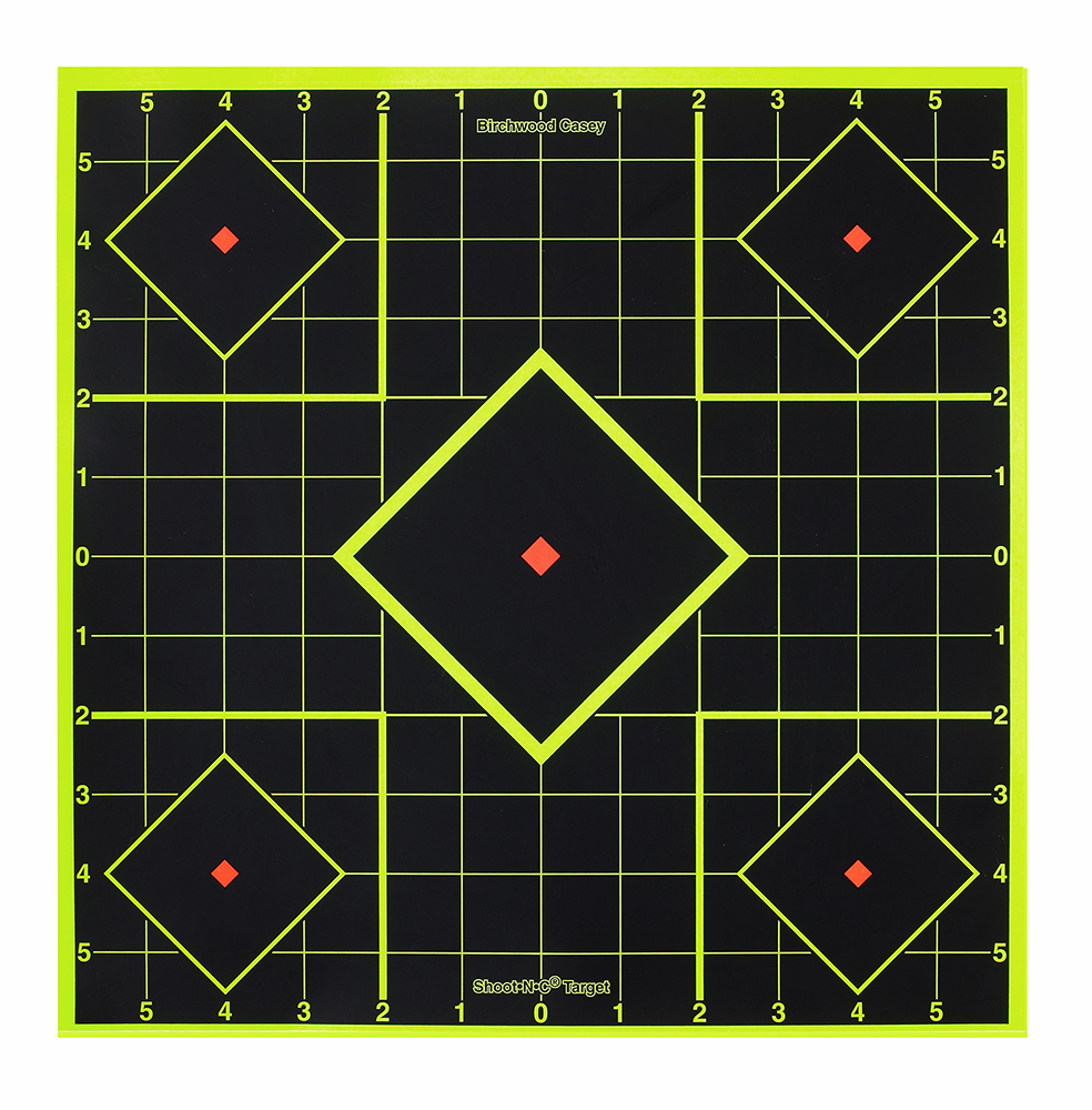 Birchwood Casey 34105 Shoot-N-C Reactive Target Black/Yellow Self-Adhesive Paper Pistol/Rifle Chartreuse 6 Targets Includes Pasters
