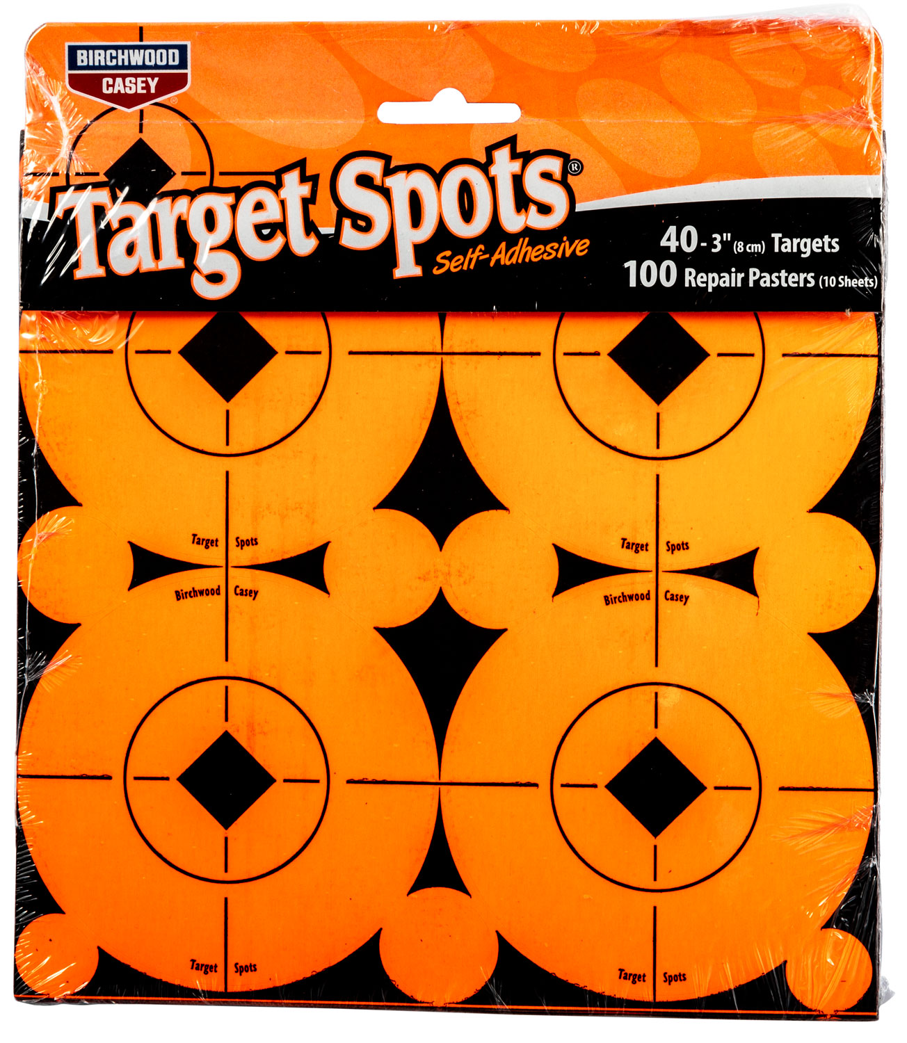 Birchwood Casey 33903 Target Spots  Self-Adhesive Paper Bullseye Black/Orange 40 Targets