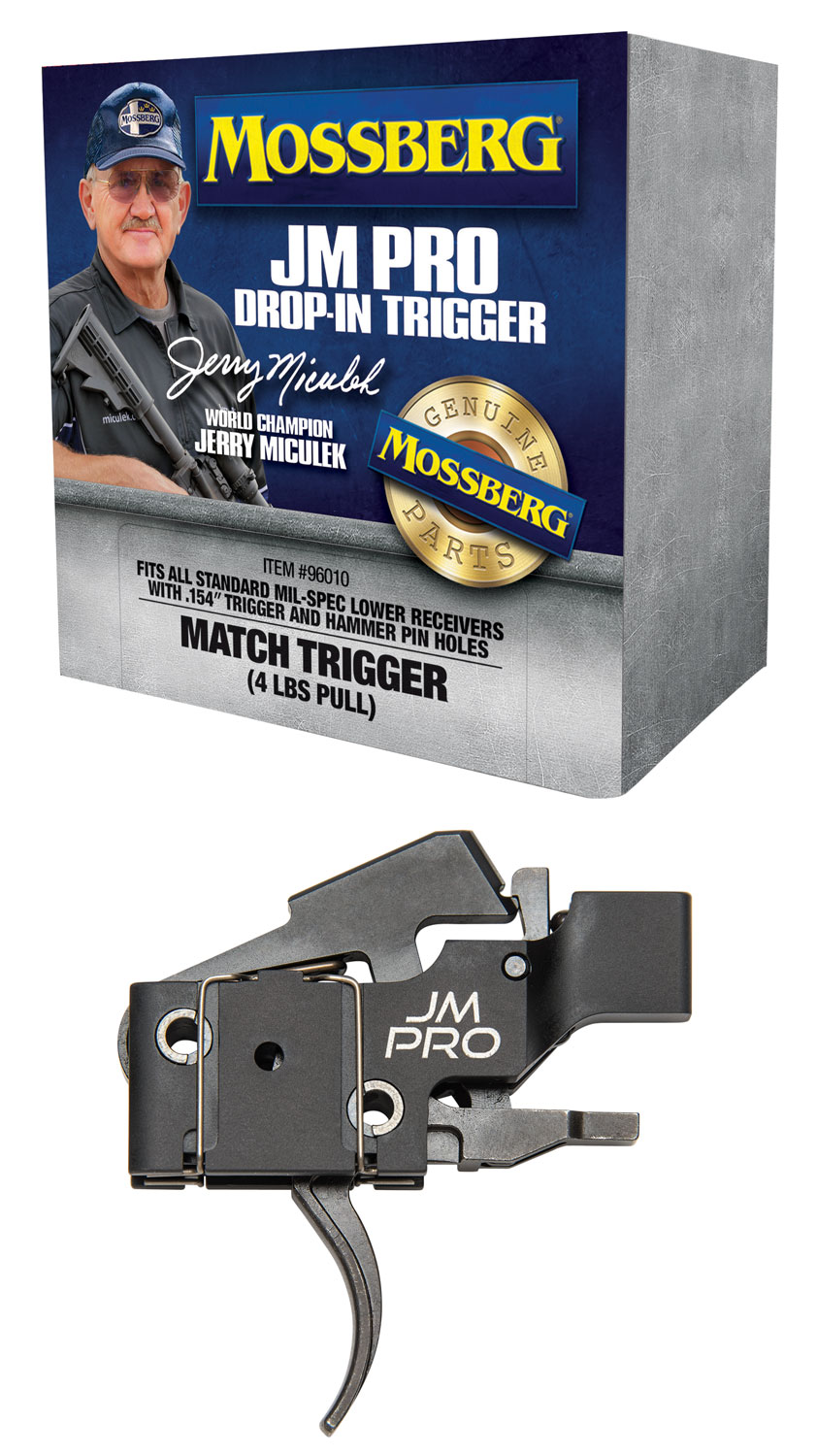 Mossberg 96010 JM Pro  Adjustable Match AR Drop-In Trigger, Fits AR15s & AR10s w/.154