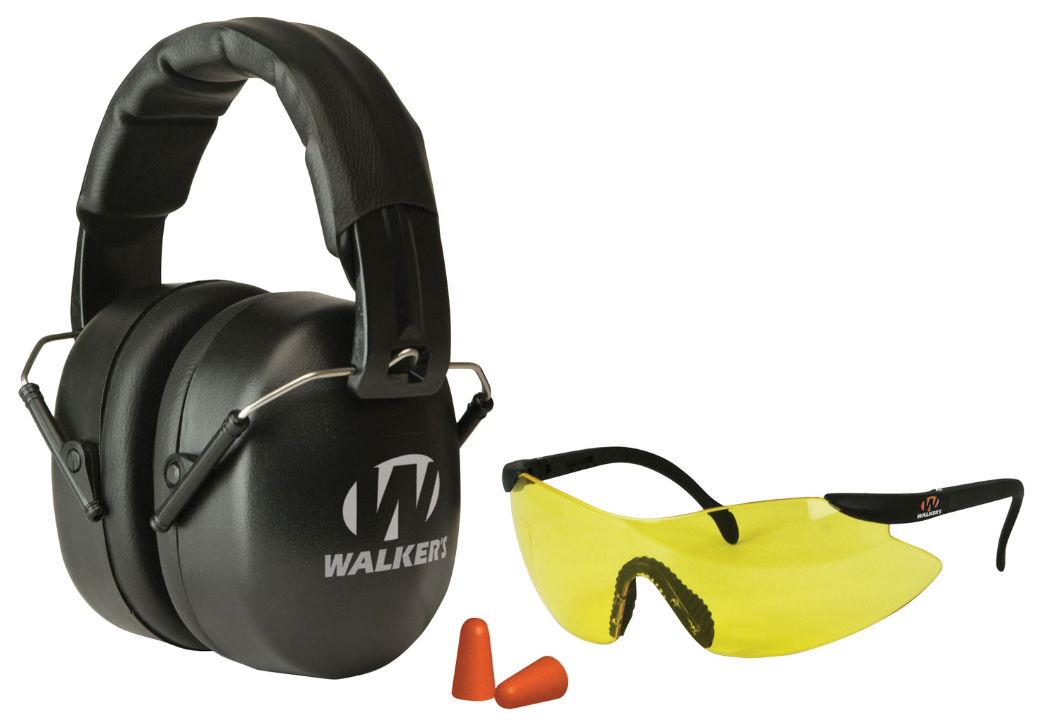 Walkers GWPFM3GFP EXT Range Shooting Muff Combo Kit Includes Foam Ear Plugs, 31 db Over the Head Shooting Muff, Sport Glasses w/Polycarbonate Lens