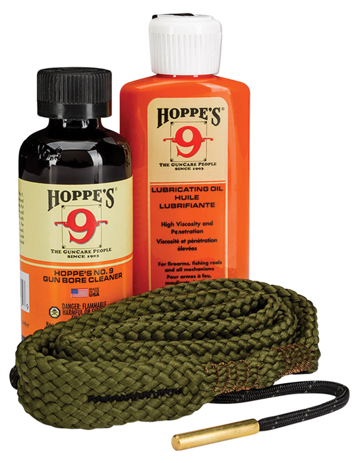 Hoppes 110012 1-2-3 Done Cleaning Kit includes No.9 Bore Cleaner, BoreSnake & High-Viscosity Oil for 12 Gauge Shotgun (Clam Package)