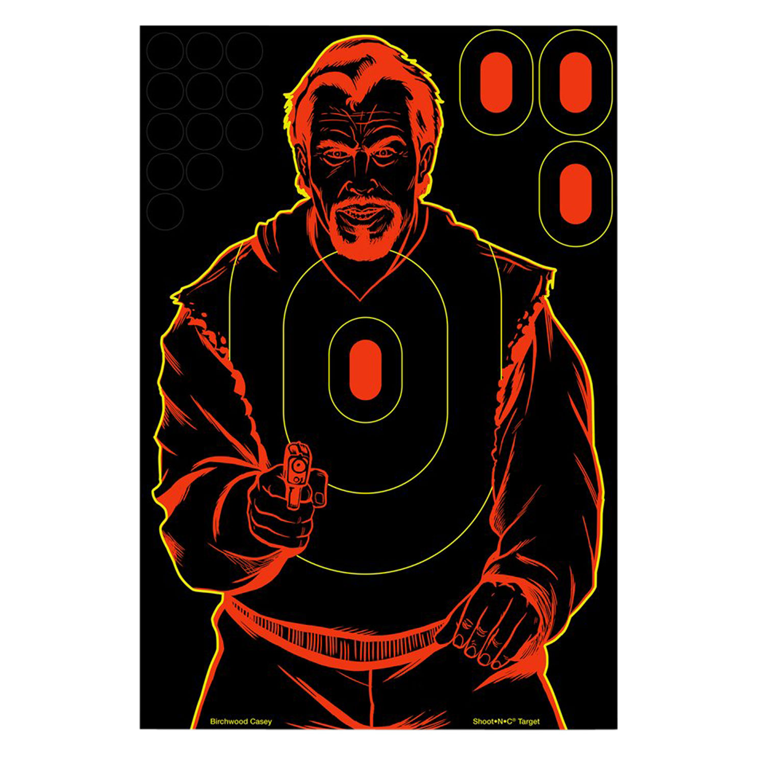 Birchwood Casey 34645 Shoot-N-C Bad Guy Self-Adhesive Paper Handgun Black/Red Silhouette Includes Pasters 5 Pack