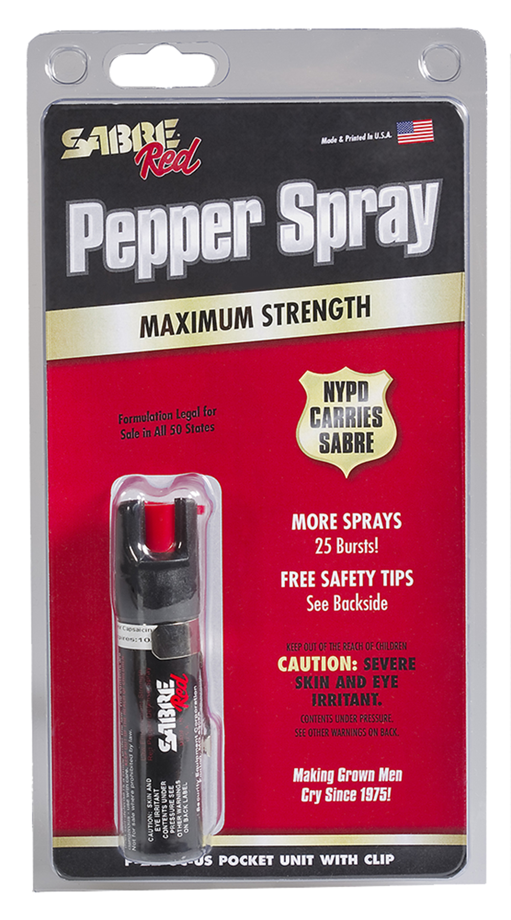 Sabre Red Compact Pepper Spray  <br>  Black with Clip