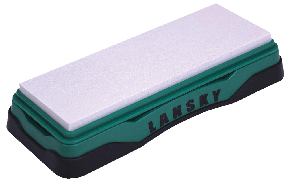 Lansky LBS6H Natural Arkansas Sharpener Hard AR Stone Walnut Block