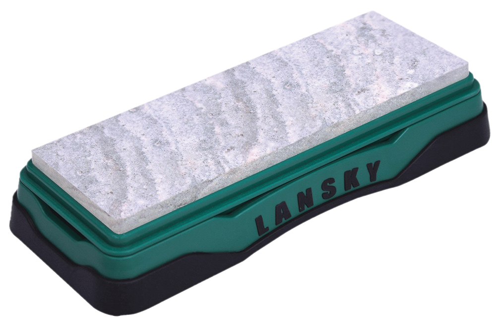 Lansky LBS6S Natural Arkansas Sharpener Soft AR Stone Walnut Block