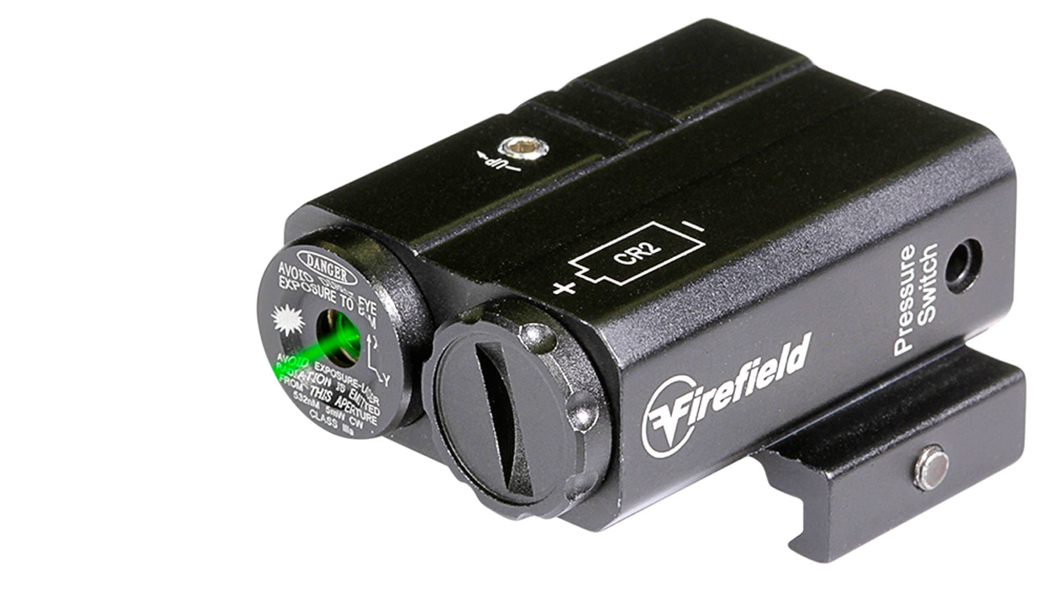 Firefield FF25007 Charge  5mW Green Laser 532nM Wavelength (50 yds Day/600 yds Night Range) Matte Black Finish for AR-Platform Includes Pressure Pad & Battery