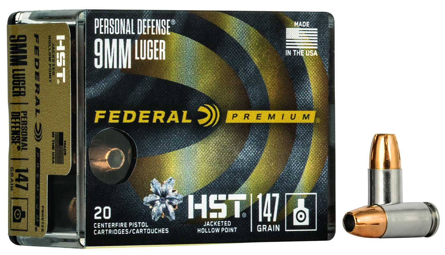 Federal P9HST2S Premium Personal Defense Micro 9mm Luger 147 gr HST Jacketed Hollow Point 20 Bx/ 10 Cs