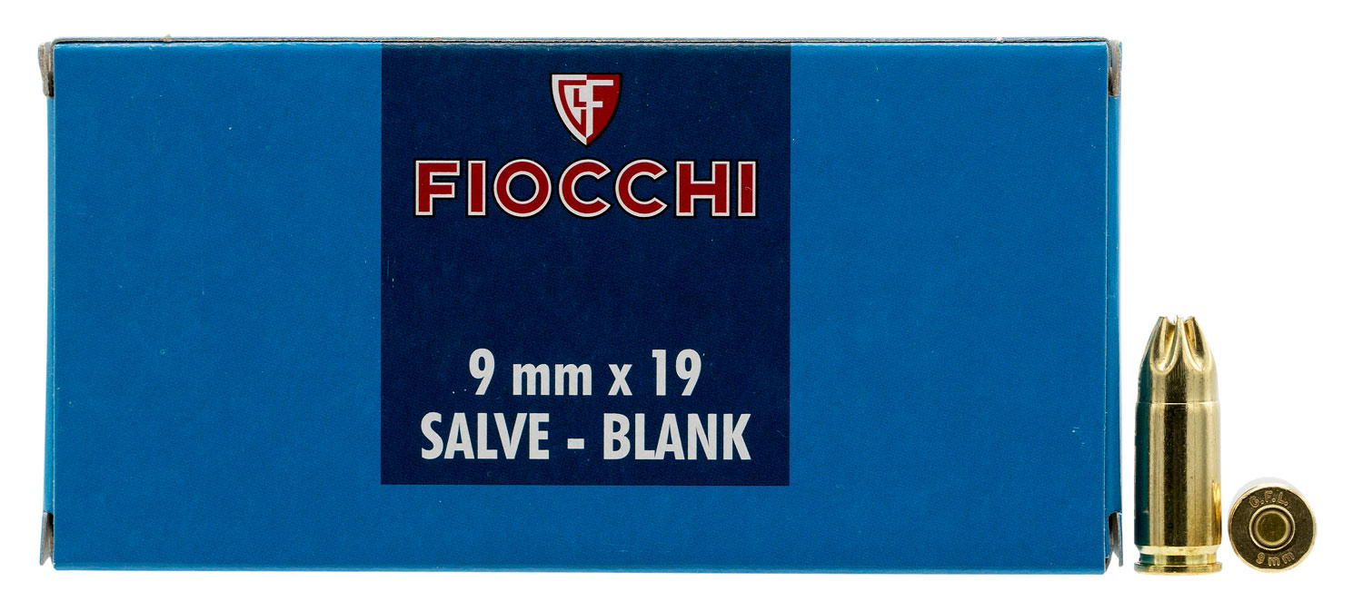 Fiocchi 9MMBLANK Pistol Blank 9mm Luger 50 Per Box/ 20 Cs