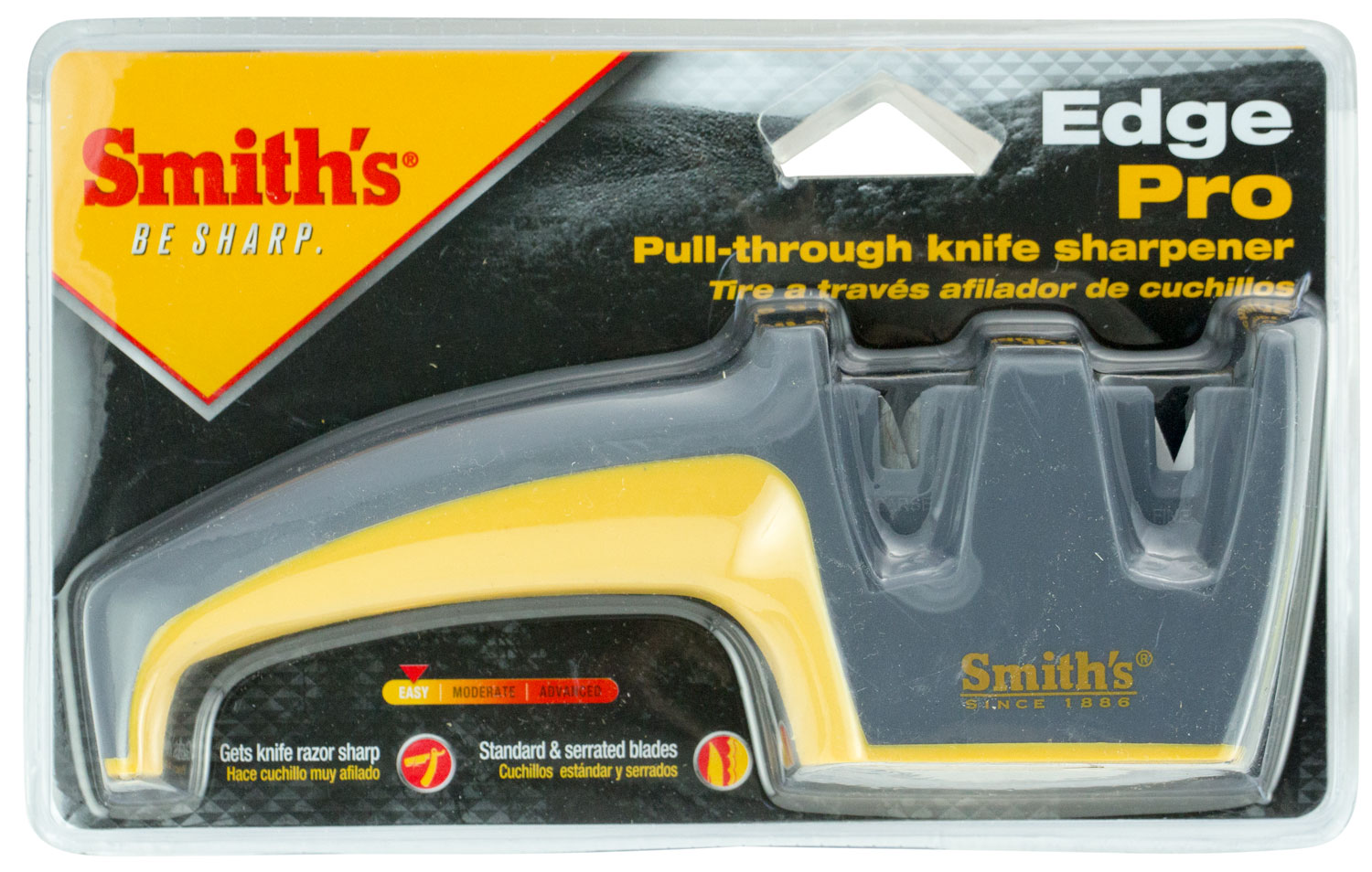 Smiths Products 50090 Edge Pro Pull-Thru Sharpener Hand Held Coarse, Extra Fine Carbide, Ceramic Sharpener Rubber Handle Gray