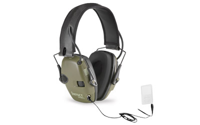 Howard Leight R01526 Impact Sport Electronic Muff 22 dB Over the Head Green Ear Cups with Adjustable Black Headband for Adults Includes 2 AAA Batteries