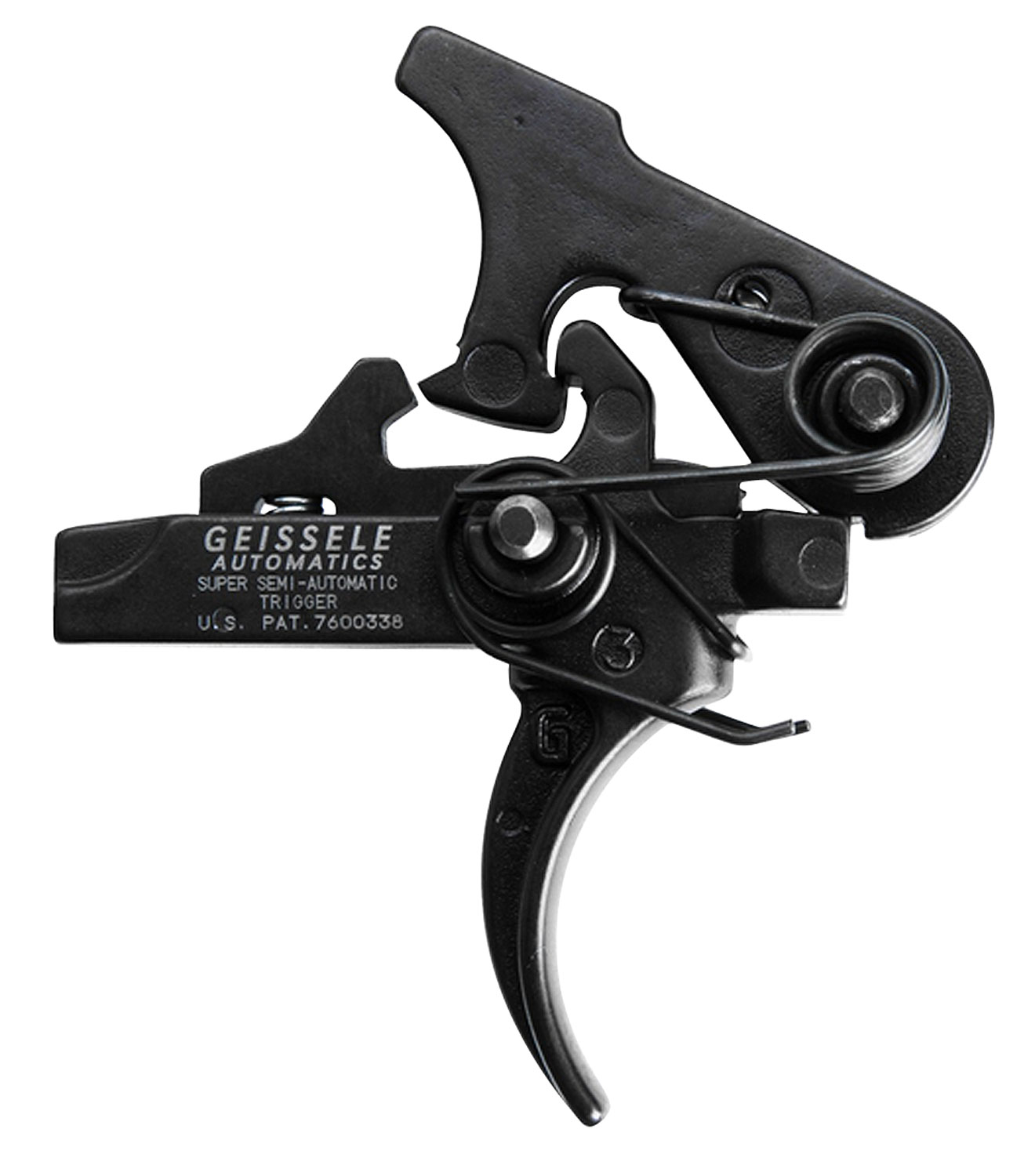 Geissele Automatics 05101 SSA  Two-Stage Curved Trigger with 4.25-4.75 lbs Draw Weight & Black Oxide Finish for AR-Platform