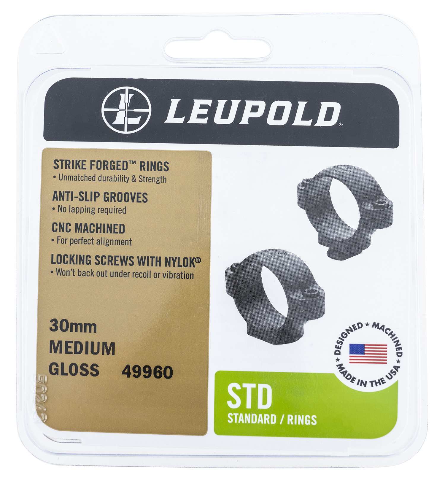 Leupold STD Scope Rings  <br>  30mm High Matte Black