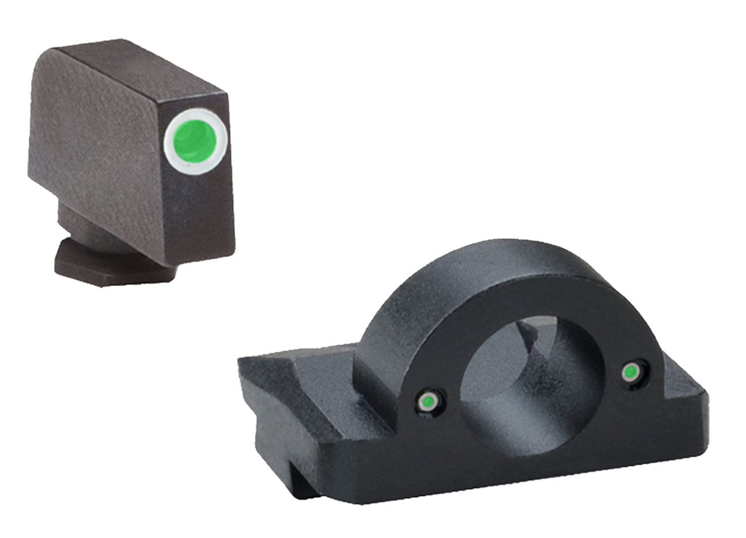 AmeriGlo GL125 Ghost Ring Sight Set for Glock  Black | Green Tritium with White Outline Front Sight Green Tritium Rear Sight